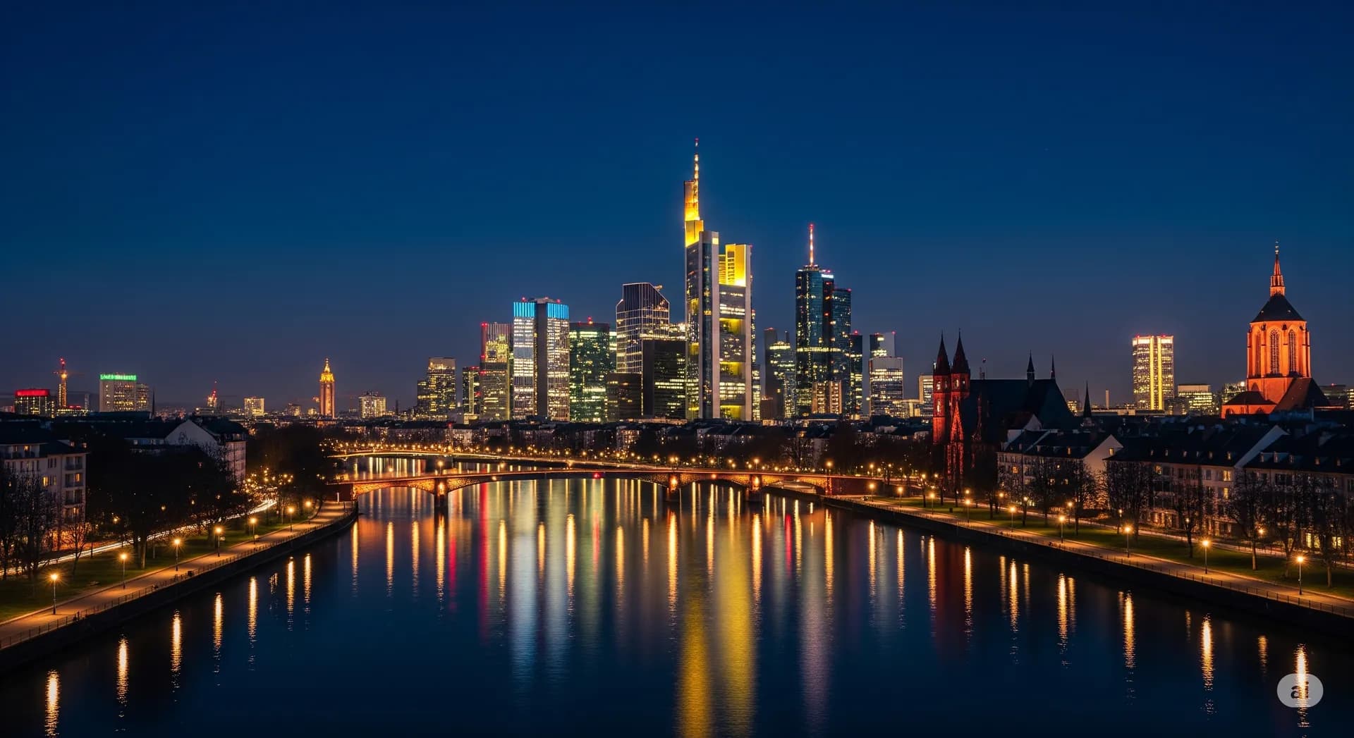 Frankfurt at golden hour - Lufthansa Business Class destination